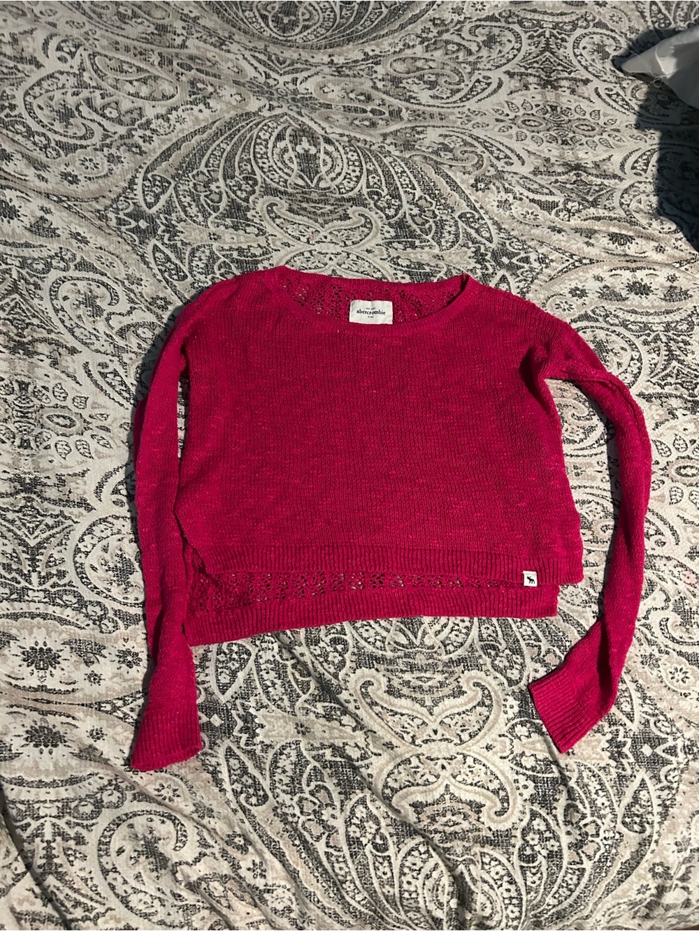 abercrombie kids bright pink knit sweater